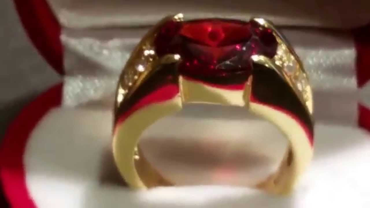 Ruby mens ring 10 kt garnet