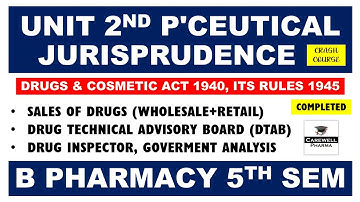 Unit 2 Pharmaceutical Jurisprudence 5th semester | Complete | Carewell Pharma