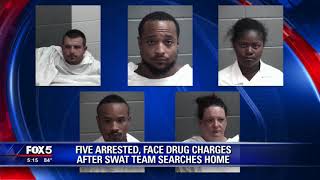 Five arrested, face drug charges after SWAT searches home
