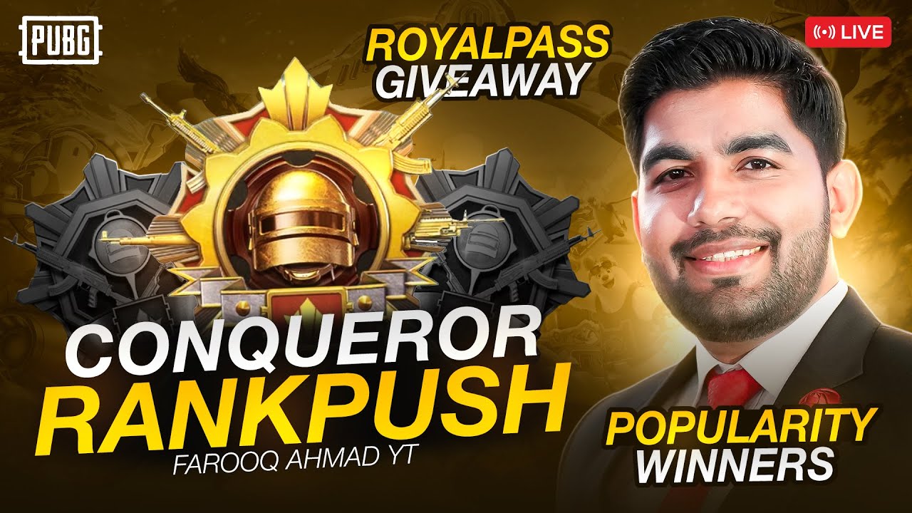 Royal Pass Giveaway | Conqueror Rank Push |🔥 PUBG MOBILE Live 🔥 - YouTube