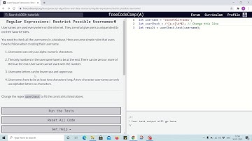Tutorial 22 - restrict possible usernames using regex - exercise - freecodecamp