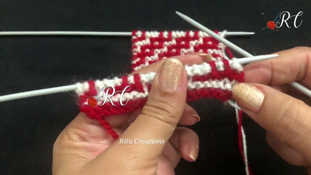 Knitting Double Colour Design No 185  (दो कलर का डिज़ाइन ) || Knitting Hindi ||