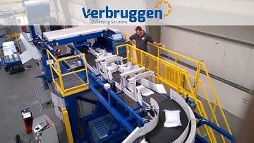 Palletizing | High speed palletizer VPM-14 by verbruggen | palletizing 50 bags per minute
