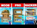 Minecraft NOOB vs PRO vs HACKER: MODERN WATER HOUSE BUILD CHALLENGE in Minecraft Animation