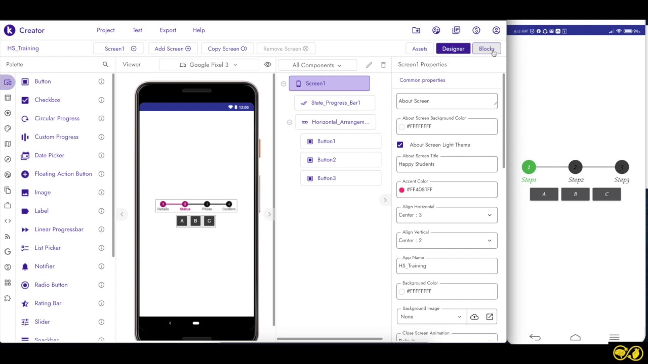 Kodular tutorial in tamil - State progress bar