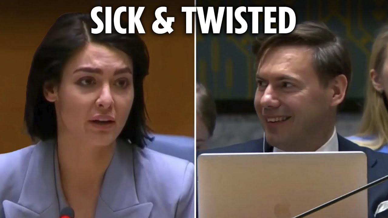 Moment Russian diplomat smiles as he hears story of mum \u0026 3 kids killed by Putin’s missiles