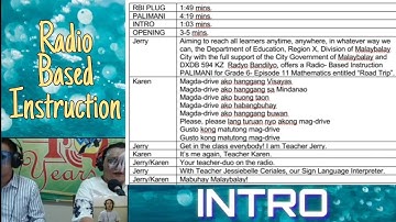 RADIO BASED INSTRUCTION SAMPLE SCRIPT Math | Intro & Extro Spiel