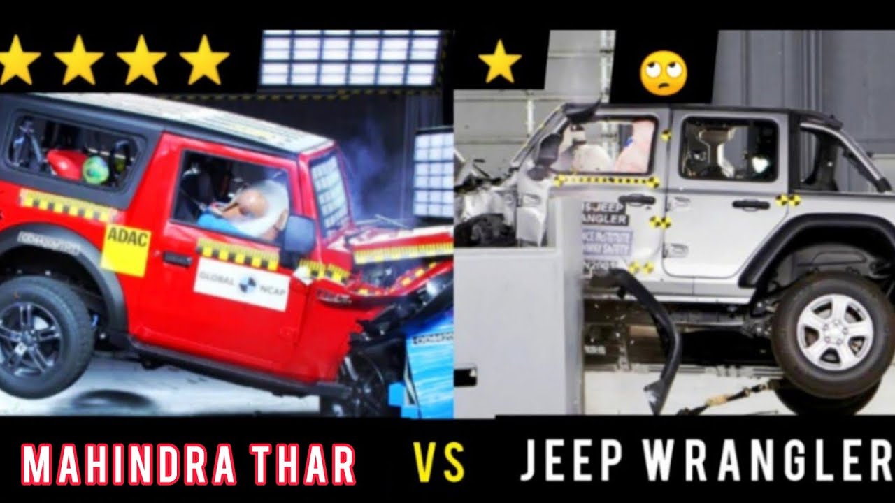 Jeep Wrangler vs Mahindra thar | crash test| WHEELS HUB| - YouTube