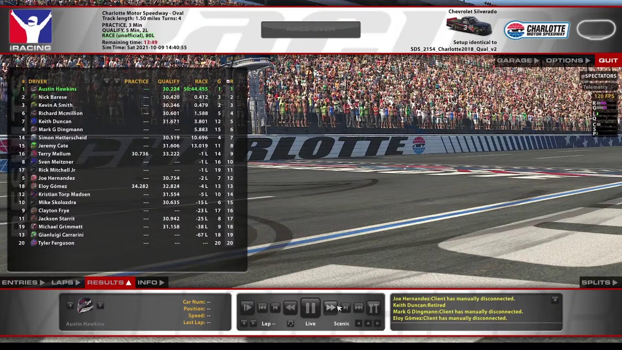 iRacing - NASCAR Truck @ Charlotte Austin Hawkins On-Board (Class C, Open)