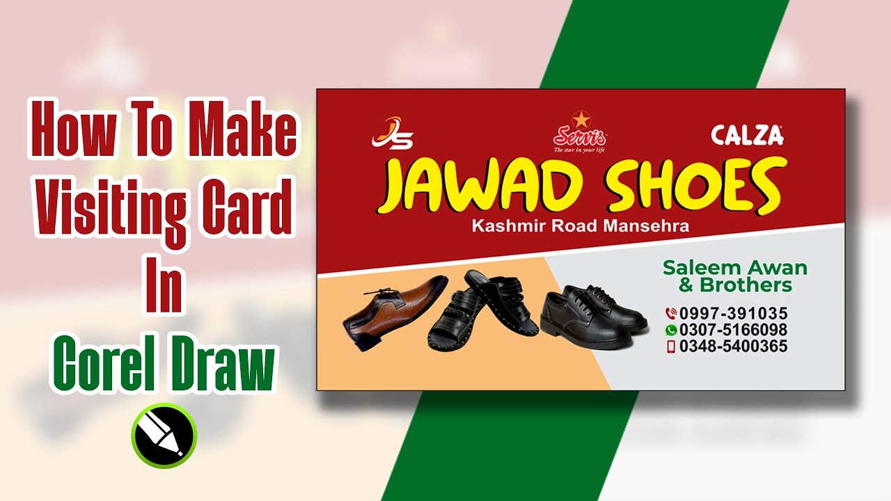 Shoes Shop Visiting Card Deisgn In Corel Draw By HT Graphics