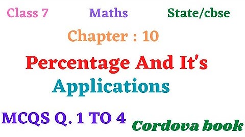 Class 7 Maths Chapter 10 Percentage And It