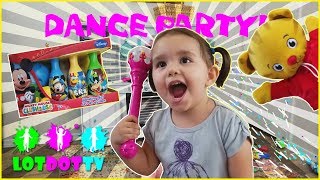 Mickey Disney Bowling Set ToyReview and DANCE PARTY! Daniel Tiger Comes to PLAY and Magic Wand Skit!