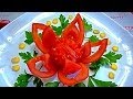 Цветок из помидора. Украшения из овощей. Decoration Of Vegetables