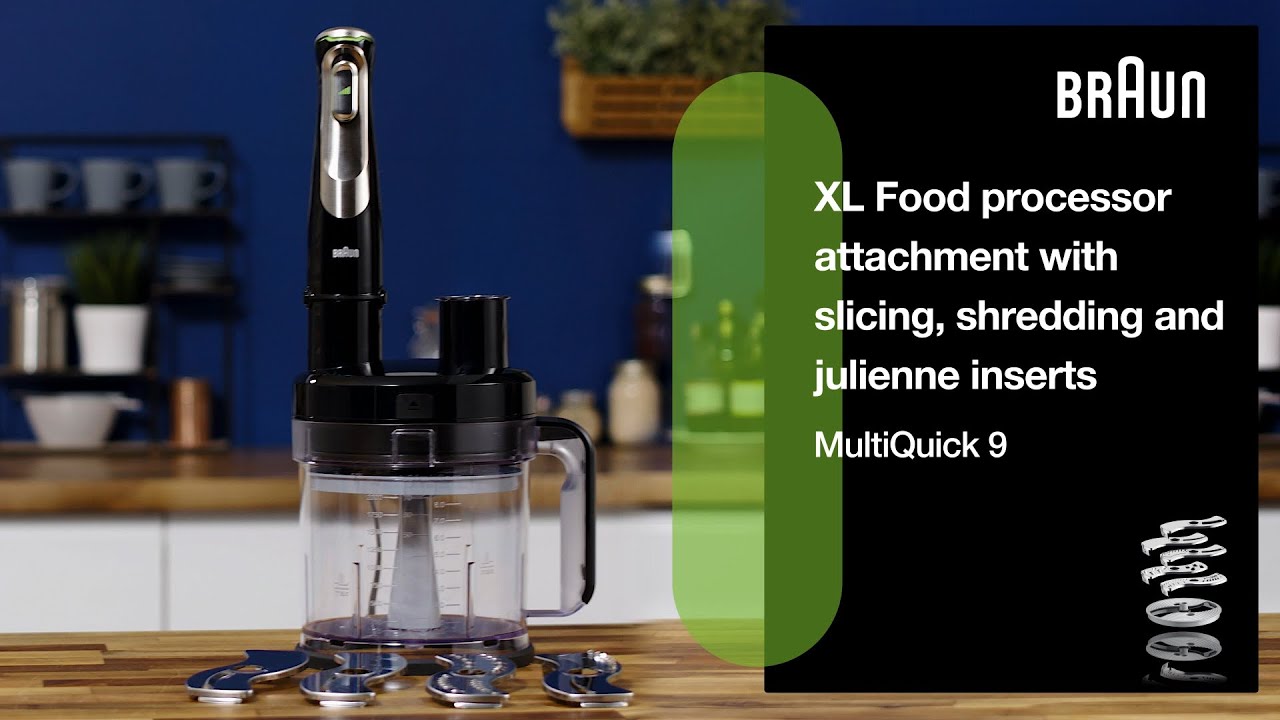 MultiQuick 9  How to use the XL Food processor with slicing, shredding and  Julienne inserts 
