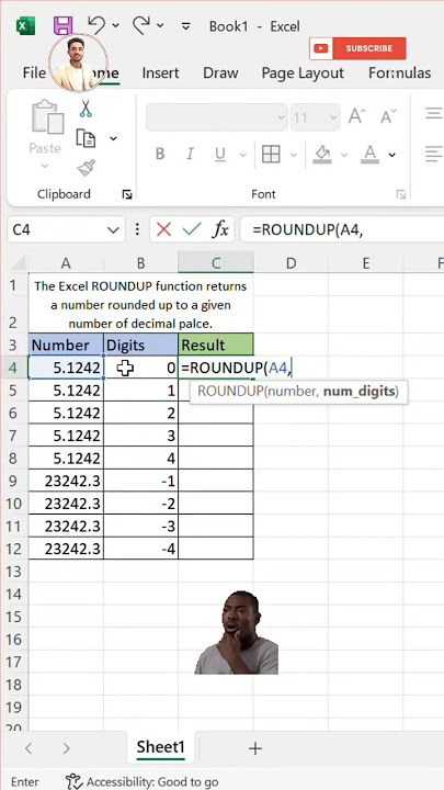 🚀❗How to use ROUNDUP function in Excel #computereducation #excel #excelshortcuts