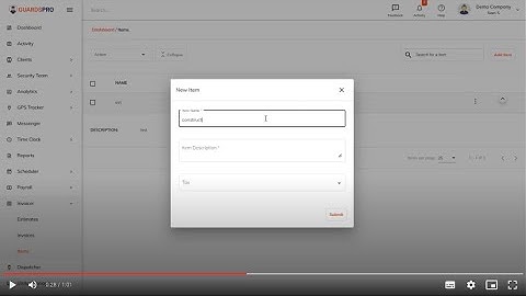 How To Create And Edit Items For Invoice Or Estimate On The Dashboard? -GuardsPro Help Center Video