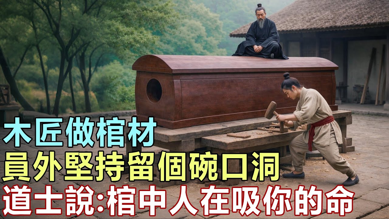 民間故事：木匠做棺材，員外堅持留個碗口洞，道士說：棺中人在吸你的命
