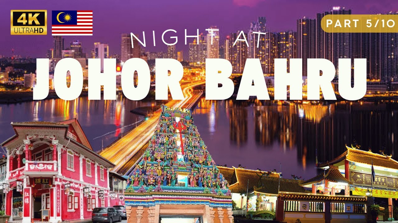 [4K Vlog 5/10] 🇲🇾 Johor Bahru at Night 🛍️ Karat Night Market Experience 🕉️ Visit Hindu India Temple