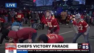 Chiefs fans at parade re-enact Super Bowl-winning touchdown