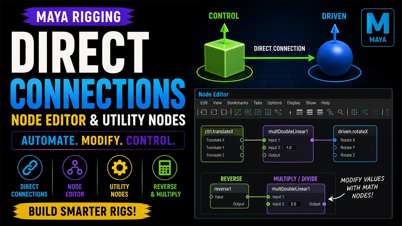 Direct Connections Explained in Maya | Node Editor & Utility Nodes ...
