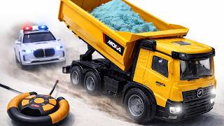 RC Dump Truck &amp; RC Police Car Unboxing Realistic RC Mechanical Sounds | ASMR Video