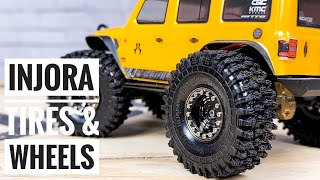 NEW Injora Wheels & Tires for the SCX24 - NEW Rock Terrain Crawler Tires and Brass Wheels!!