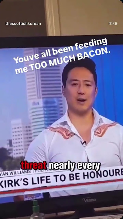 Korean Man Exposes Islam and Sky News While Wearing Bacon On His Shirt