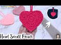 Crochet heart small pouch  tutorial