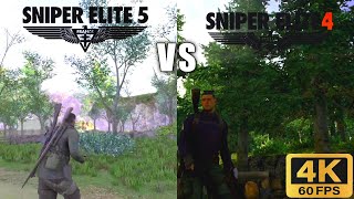 Sniper Elite 4 vs Sniper Elite 5 Trees Graphics Comparison 4K 60FPS Gameplay 🌳🌴