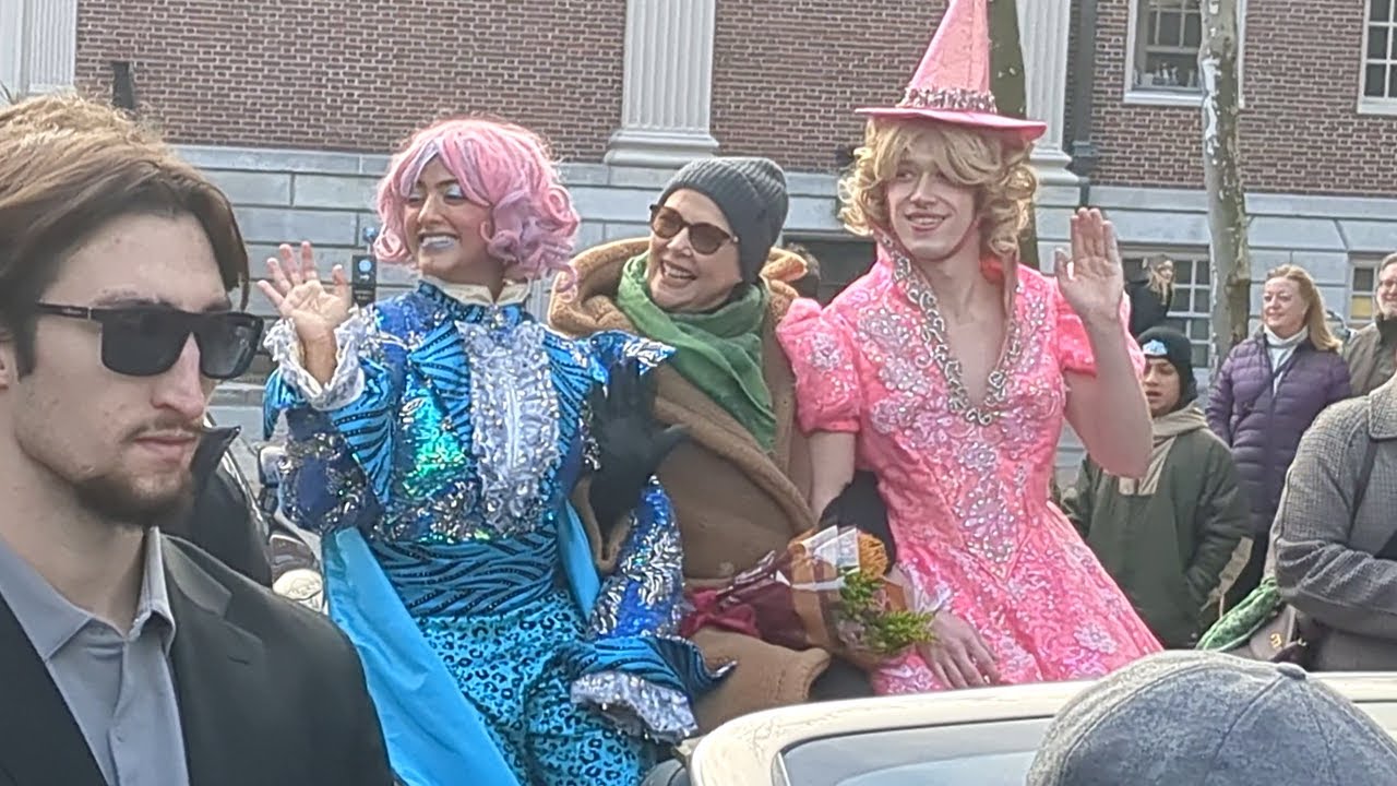 Hasty Pudding 2024 Woman of the Year Annette Bening Parade on Harvard campus Blue Man Group 2/6/24