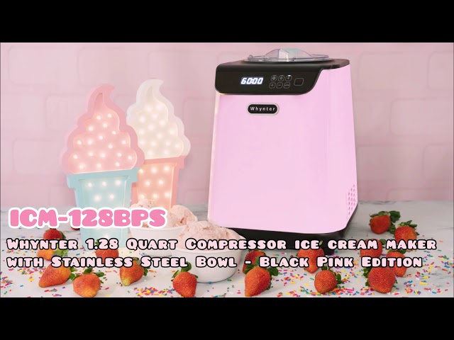 ICM-128BPS Whynter 1.28 Quart Compact Compressor Ice Cream Maker - Limited Black Pink Edition