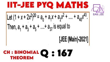 Let (1 + x + 2x^2)^20 =a0 +a1*x + a2* x^2 +....+a40 *x^40 . Then, a1 + a3 + a5 + .... + a37 is equal