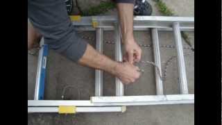 Installing new rope on extension ladder using Bowline knot