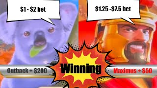 Bull rush. Free game retrigger & 2nd spin bonus. Small bet vs big bet.