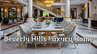 Inside a Beverly Hills Luxury Home: Stunning Gold Dining Room Design Inspiration ✨🏡