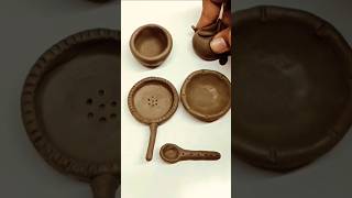 diy miniature mini clay kitchen set. #art #creativeclayideas #viral #clay #clayart #blackclay #diy 🌲