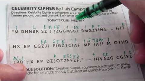 Cryptogram Solution: Sept. 21, 2018 Uncle Vinny