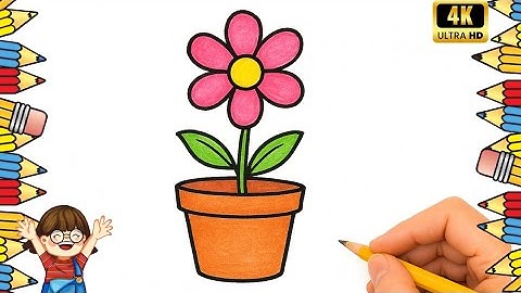 🌸 Easy Flower Pot Drawing for Kids | Simple Flower Drawing Step by Step | Easy Drawing Tutorial 