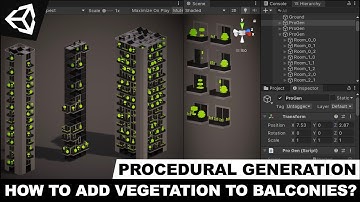 Unity3d Procedural Buildings - How To Add Vegetation To Balconies? (Part 9)