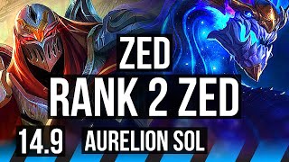 ZED vs AURELION SOL (MID) | Rank 2 Zed, 900+ games, Dominating | KR Challenger | 14.9