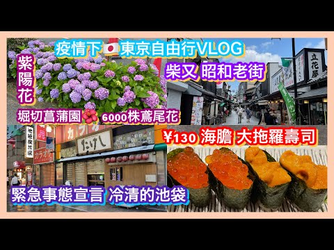 【日本旅遊】東京疫情週末vlog 緊急事態宣言池袋休業 ¥130海膽壽司 葛飾 紫陽花 堀切菖蒲園 復古柴又 八幡神社 帝釈天 Japan Tokyo Ikebukuro Shibamata