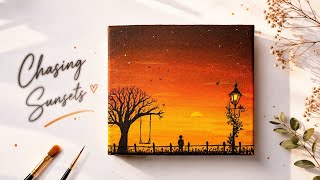 Shadows of sunset | acrylic painting for beginners 