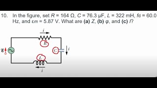 確認´( θ ω θ )` In the figure, set R = 164 Ω, C = 76.3 μF, L = 322 mH, fd