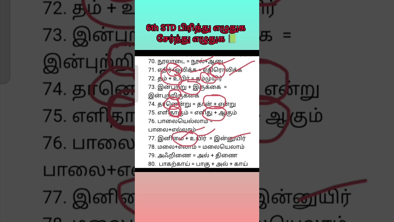 Tnpsc group 4 study general tamil 📚 6th STD book source, unit 1 📕 சேர்த்து எழுதுக பிரித்து எழுதுக...