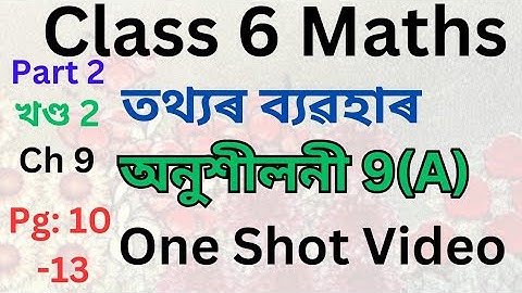 Class 6 Maths Exercise 9(A) In Assamese | Data Handling | Part 2