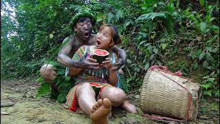 Primitive Life - Aboriginal Guy Drops Cucumber Into The Basket Of An Ethnic Girl And A Dramatic Meal