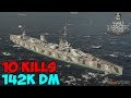 World of WarShips | Gangut | 10 KILLS | 142K Damage - Replay Gameplay 4K 60 fps