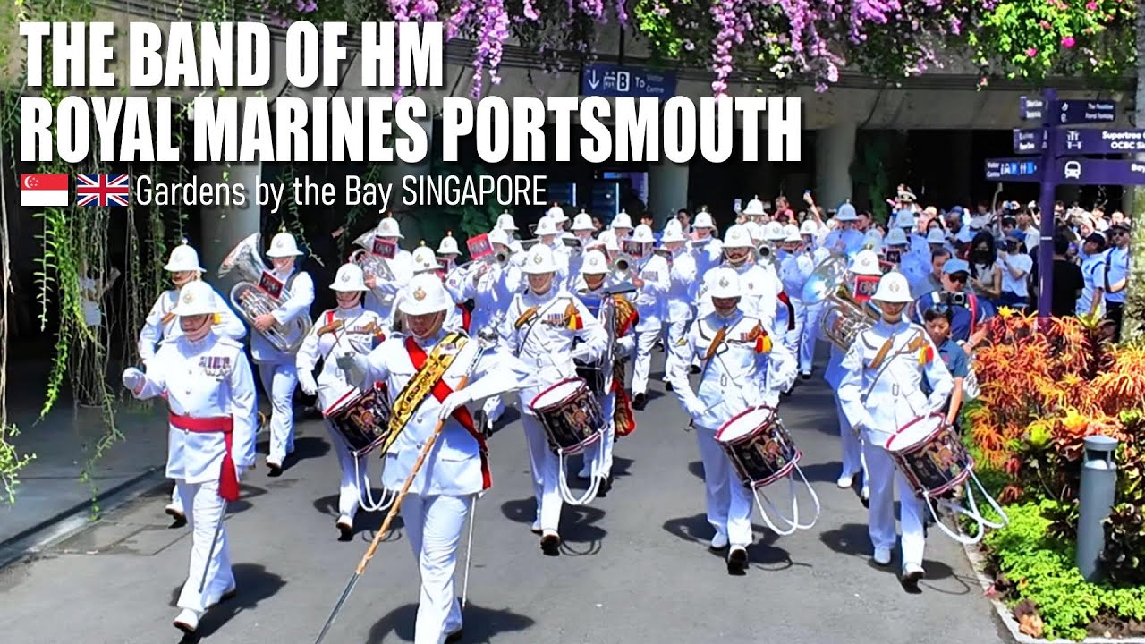 The Band of HM Royal Marines Portsmouth at Gardens by the Bay, Singapore 🇸🇬 - Walking Tour [4K]