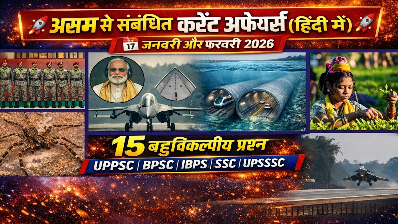 असम से संबंधित करेंट अफेयर्स (हिंदी में)  जनवरी और फरवरी 2026 UPPSC, BPSC, MPPSC, IBPS, SSC, UPSSSC