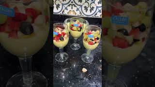 Custard pudding with strawberry ? jelly ?& fruits ?yummy dessert & delicious  ramadan special